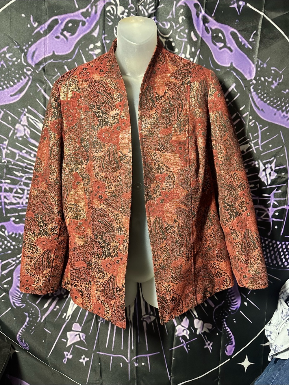 Coldwater Creek Rust Paisley Open Front Blazer